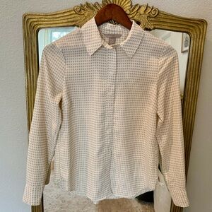 H&M Cream and White Bottom Down Blouse